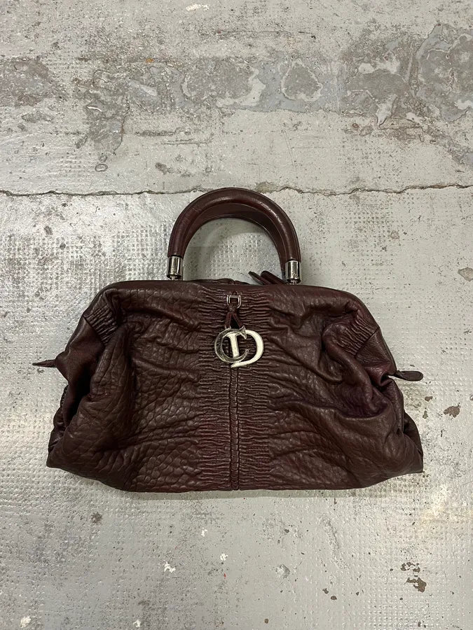 2000s Christian Dior Bordeaux Grained Red Leather Bag aCgMcXY 1