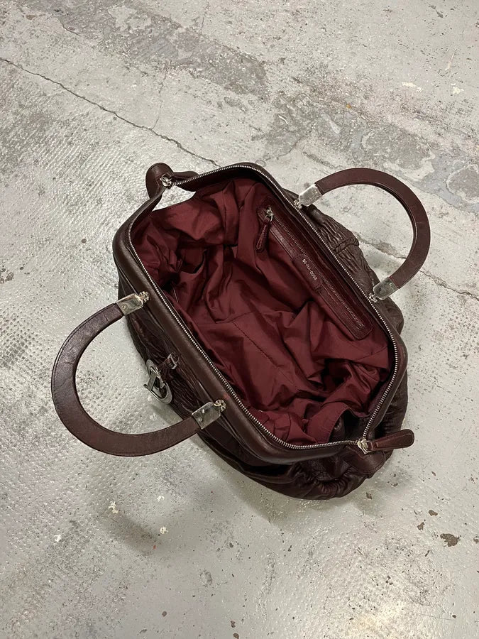 2000s Christian Dior Bordeaux Grained Red Leather Bag aCgMcXY 6