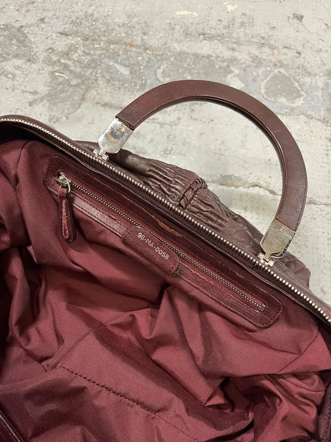 2000s Christian Dior Bordeaux Grained Red Leather Bag aCgMcXY 7