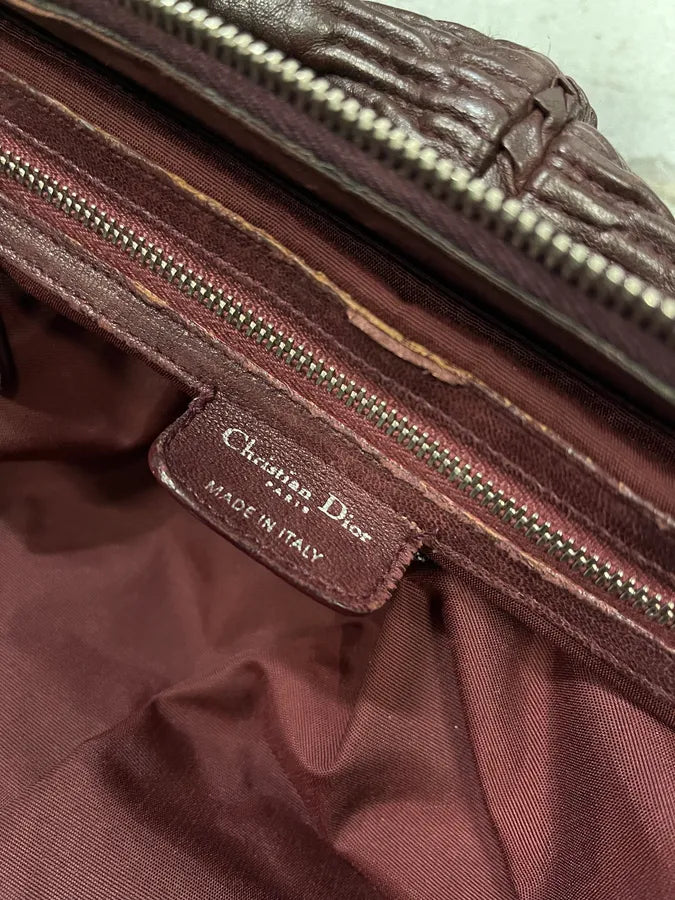 2000s Christian Dior Bordeaux Grained Red Leather Bag aCgMcXY 8