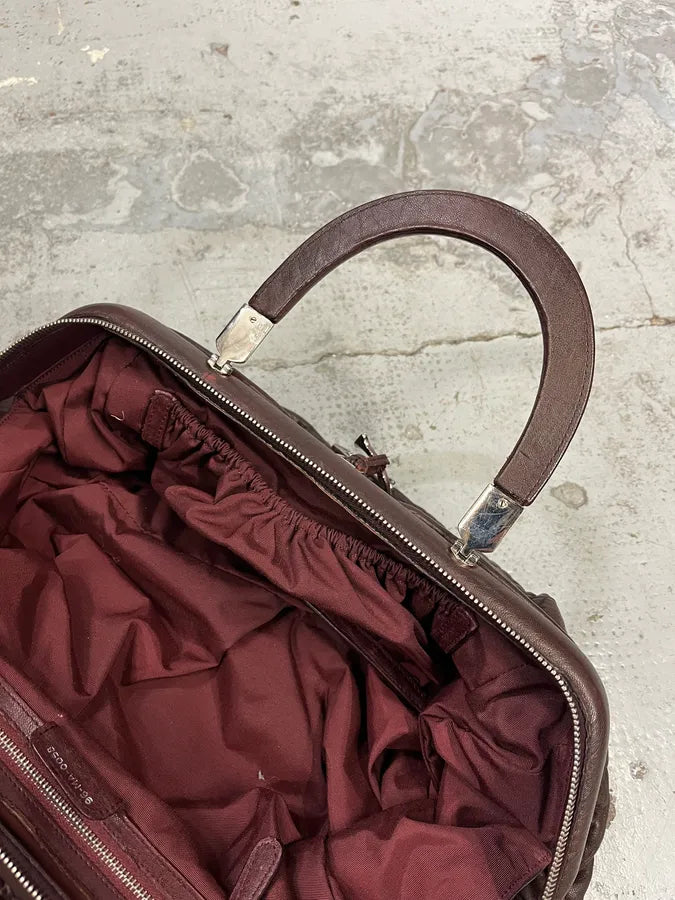2000s Christian Dior Bordeaux Grained Red Leather Bag aCgMcXY 9