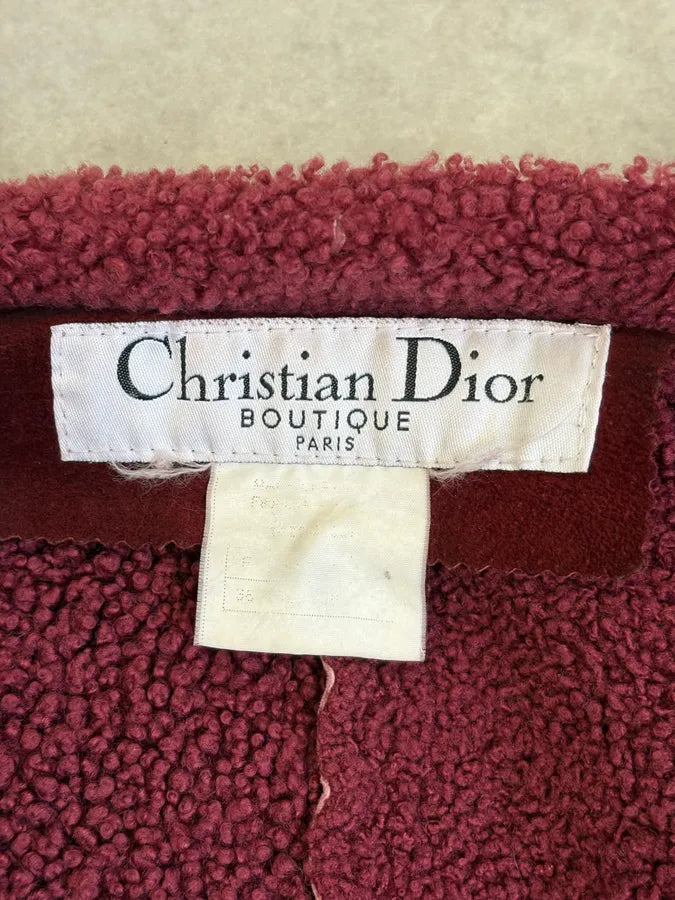 2000s Christian Dior Burgundy Shearling Leather Jacket IeCjqXt 11