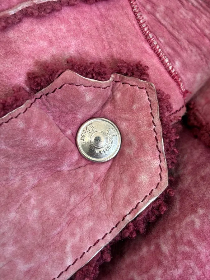 2000s Christian Dior Burgundy Shearling Leather Jacket IeCjqXt 10