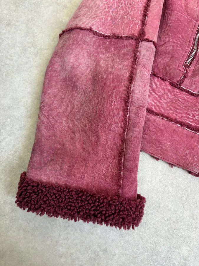 2000s Christian Dior Burgundy Shearling Leather Jacket IeCjqXt 7