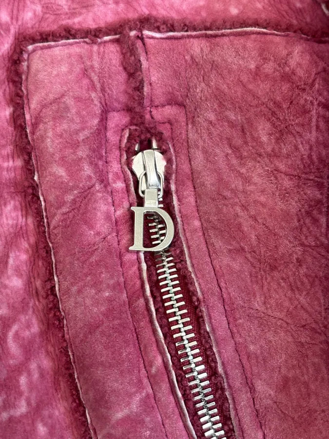 2000s Christian Dior Burgundy Shearling Leather Jacket IeCjqXt 9