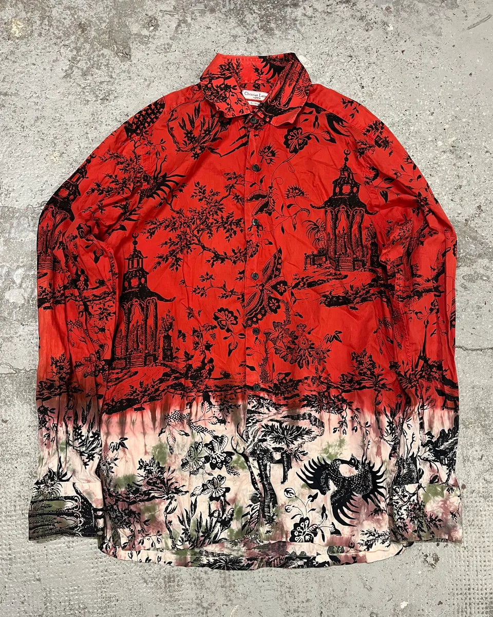 2000s Christian Lacroix Asian Word Red Shirt ePjZXLr 0
