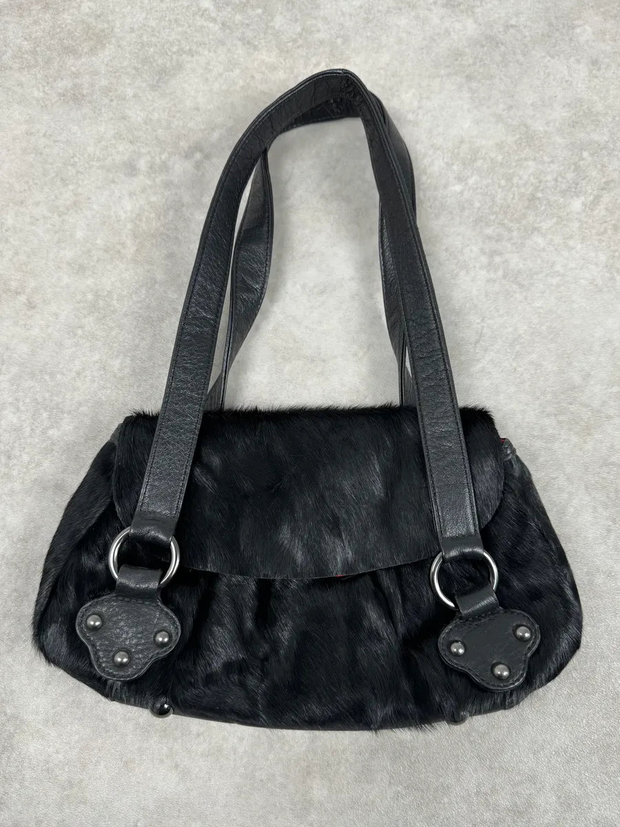 2000s Christian Lacroix Pony Hair Black Leather Handle Bag XDNWWJt 0
