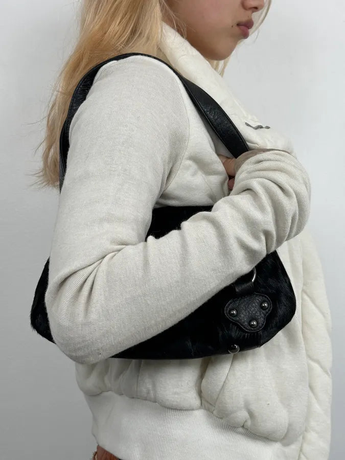 2000s Christian Lacroix Pony Hair Black Leather Handle Bag XDNWWJt 2