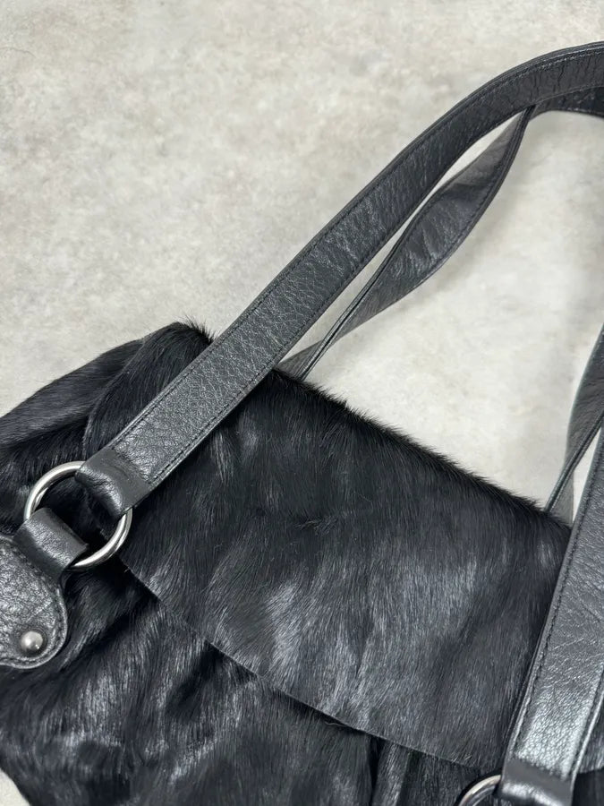 2000s Christian Lacroix Pony Hair Black Leather Handle Bag XDNWWJt 4