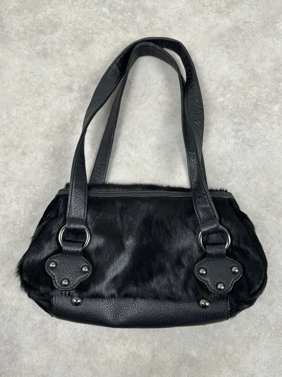 2000s Christian Lacroix Pony Hair Black Leather Handle Bag XDNWWJt 5