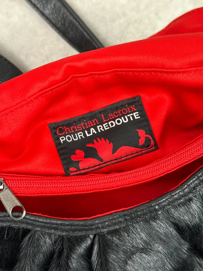 2000s Christian Lacroix Pony Hair Black Leather Handle Bag XDNWWJt 7