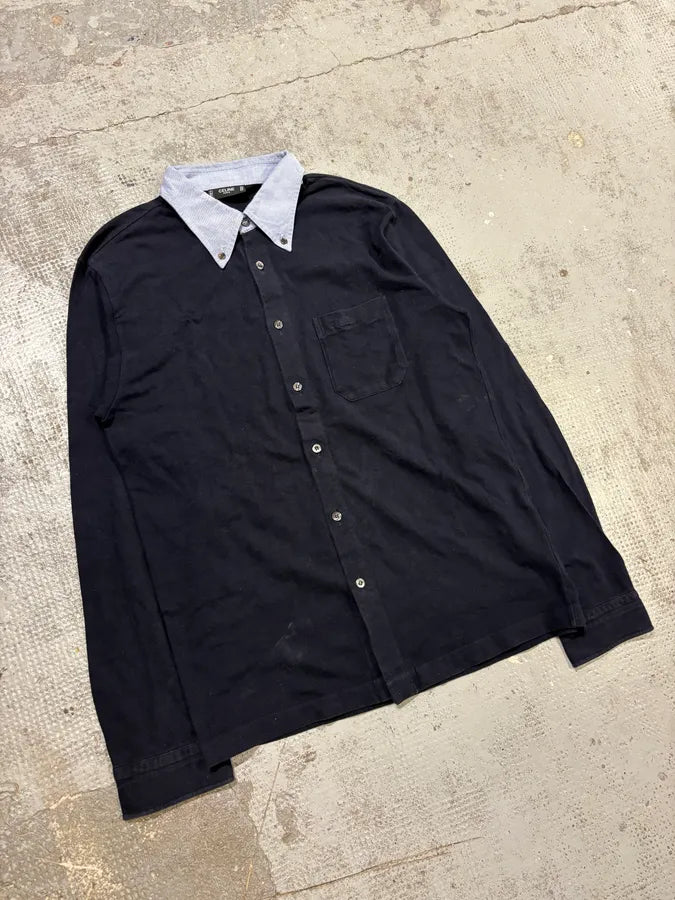 2000s Celine Navy Classy Pocket Shirt pwuFcLU 3