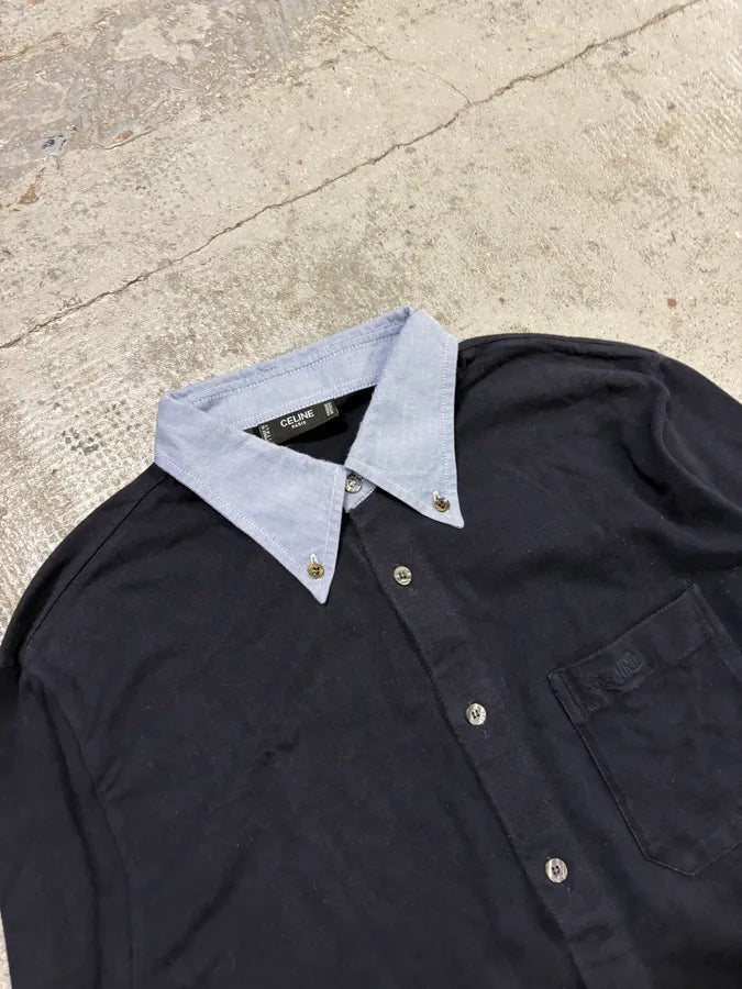 2000s Celine Navy Classy Pocket Shirt pwuFcLU 4