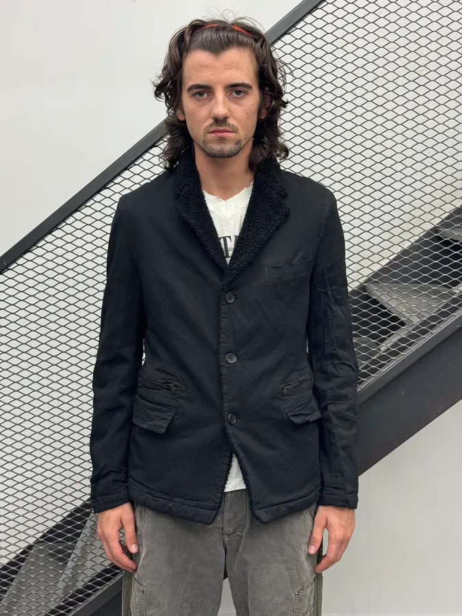 Comme Des Garçons Homme Black Cargo Fleece Blazer Jacket WhmPAud 1