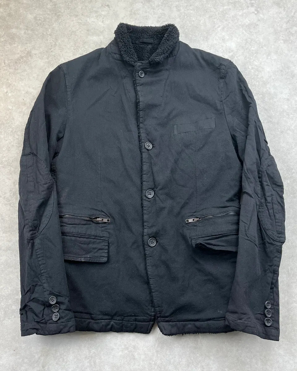 Comme Des Garçons Homme Black Cargo Fleece Blazer Jacket WhmPAud 0