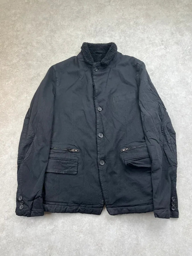 Comme Des Garçons Homme Black Cargo Fleece Blazer Jacket WhmPAud 3