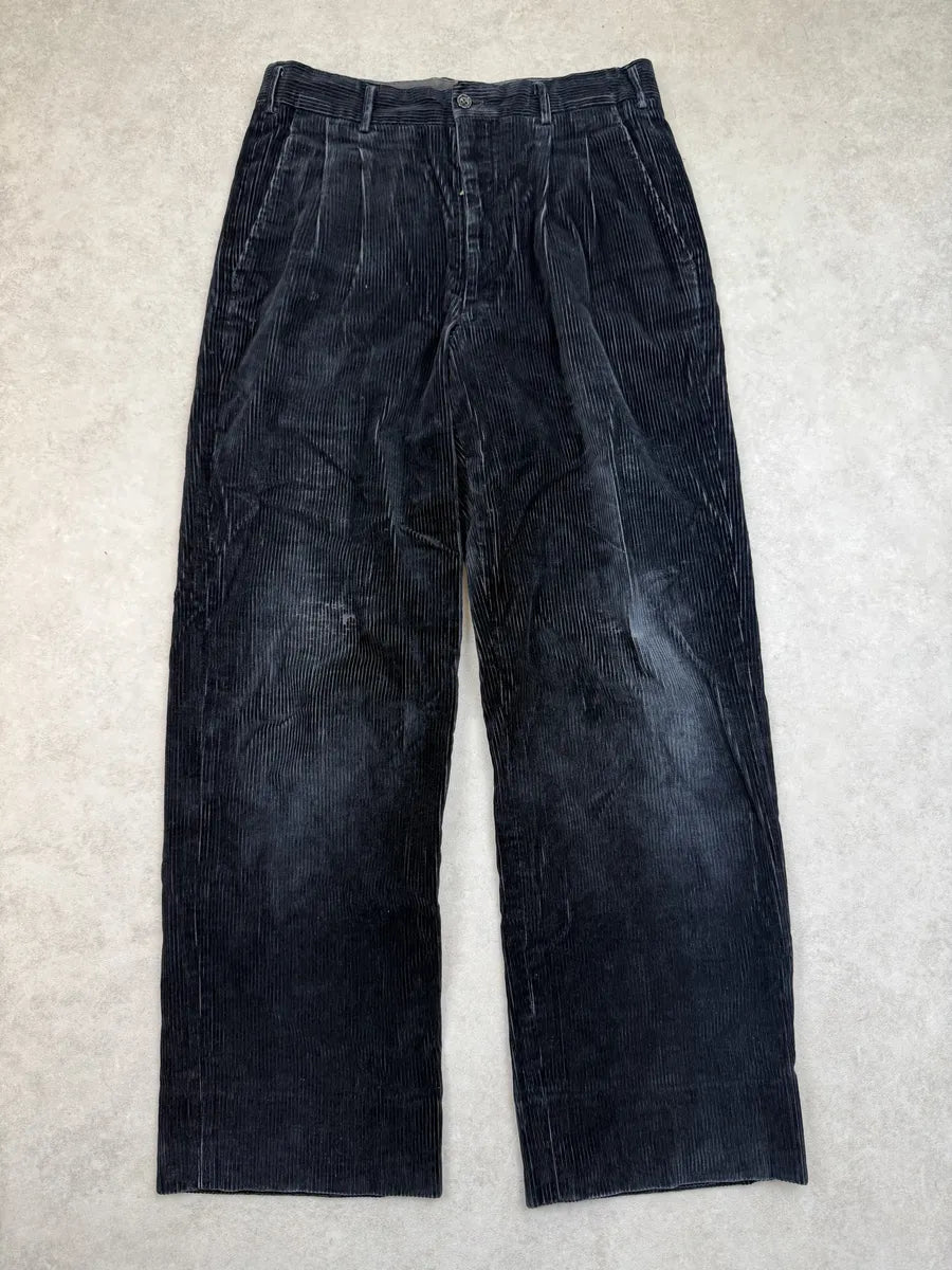 2000s Comme des Garçons Homme Dark Navy Velvet Pants ByxgxPq 0