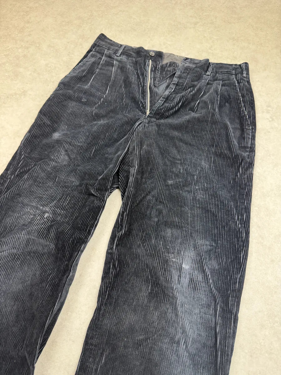 2000s Comme des Garçons Homme Dark Navy Velvet Pants ByxgxPq 11
