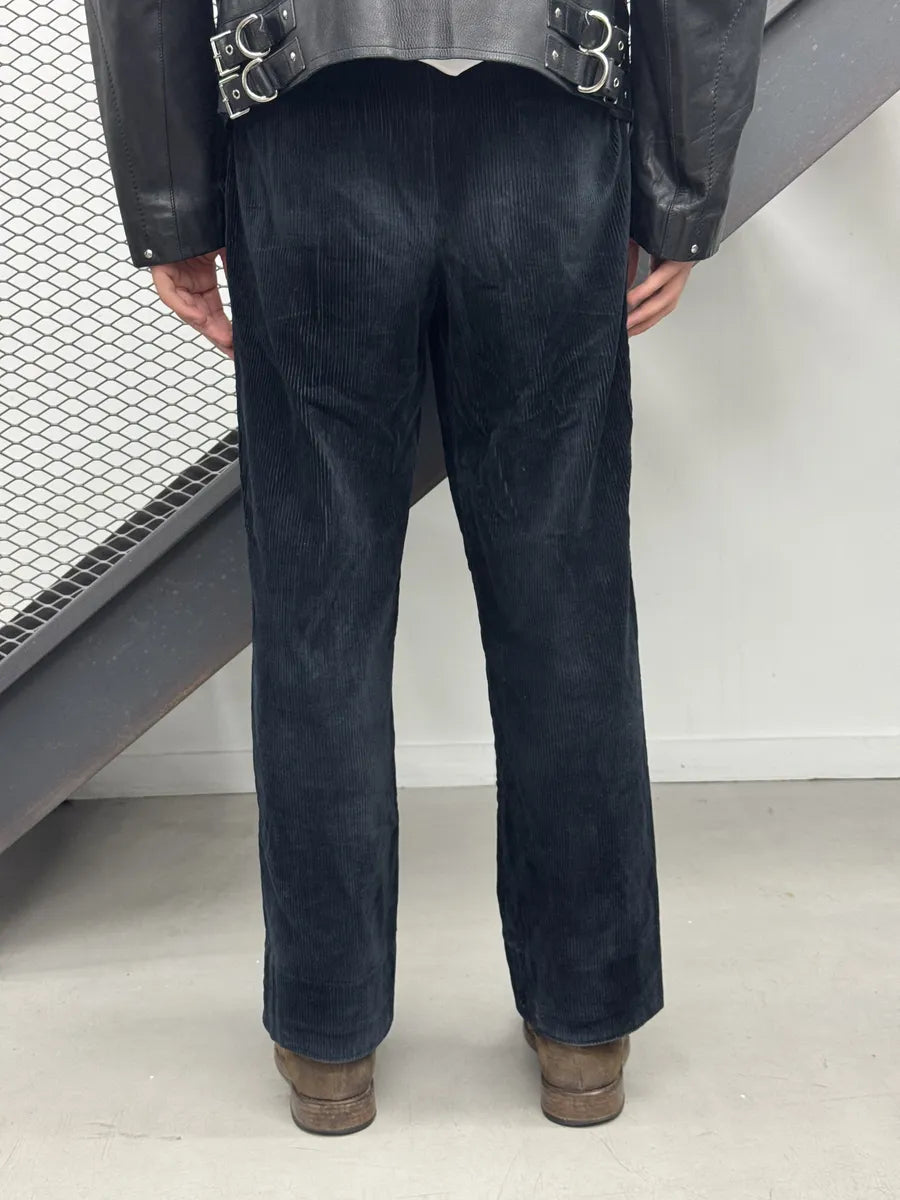2000s Comme des Garçons Homme Dark Navy Velvet Pants ByxgxPq 3