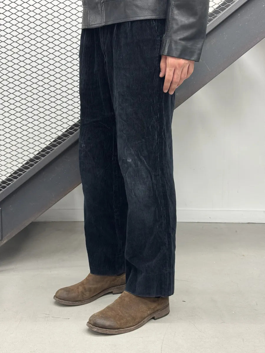 2000s Comme des Garçons Homme Dark Navy Velvet Pants ByxgxPq 4