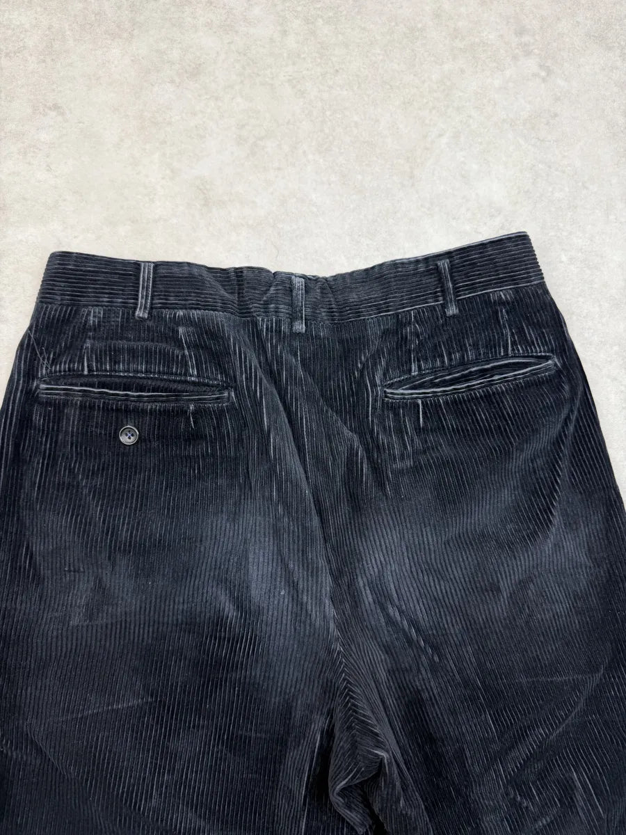 2000s Comme des Garçons Homme Dark Navy Velvet Pants ByxgxPq 5