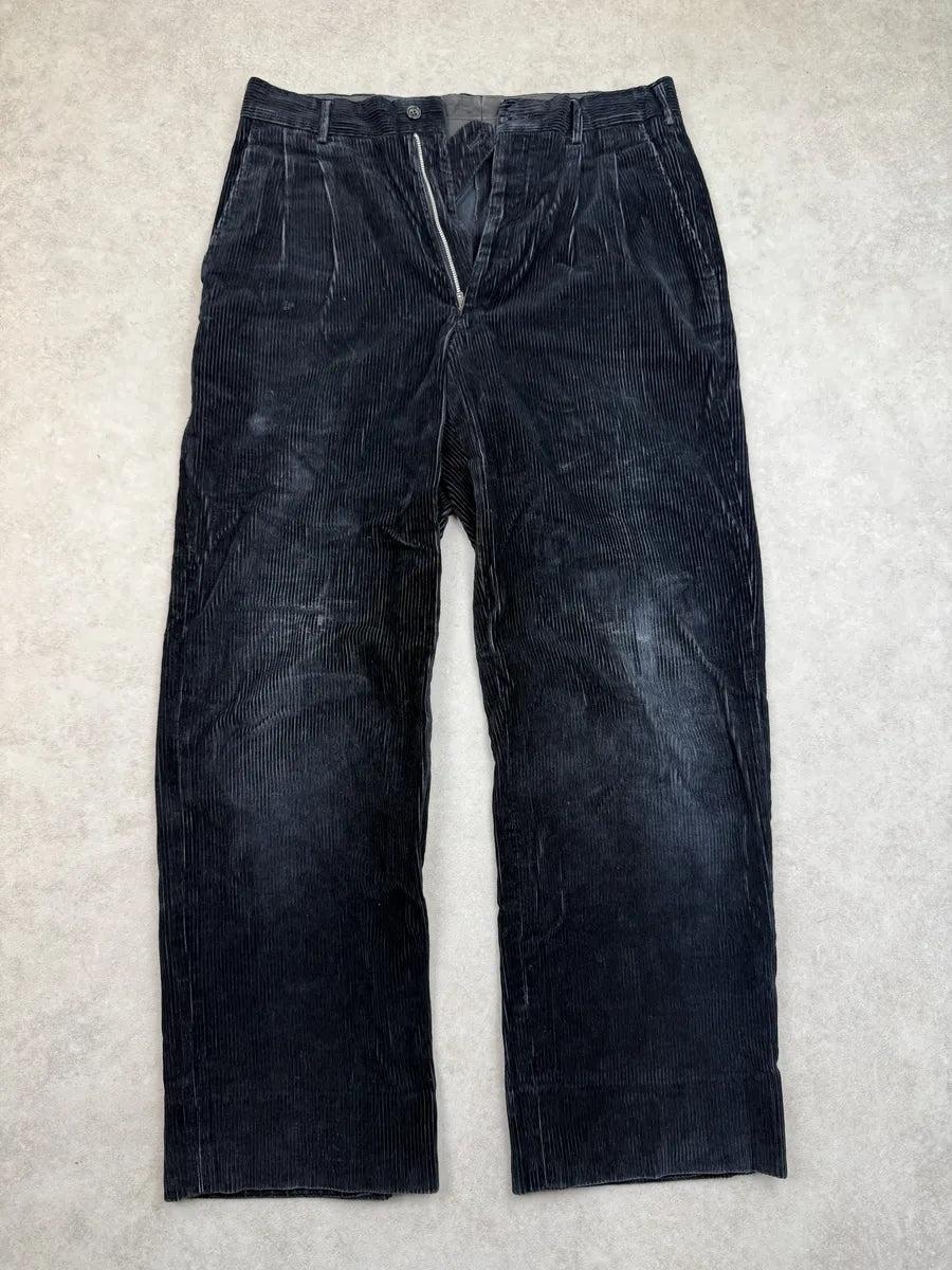 2000s Comme des Garçons Homme Dark Navy Velvet Pants ByxgxPq 7