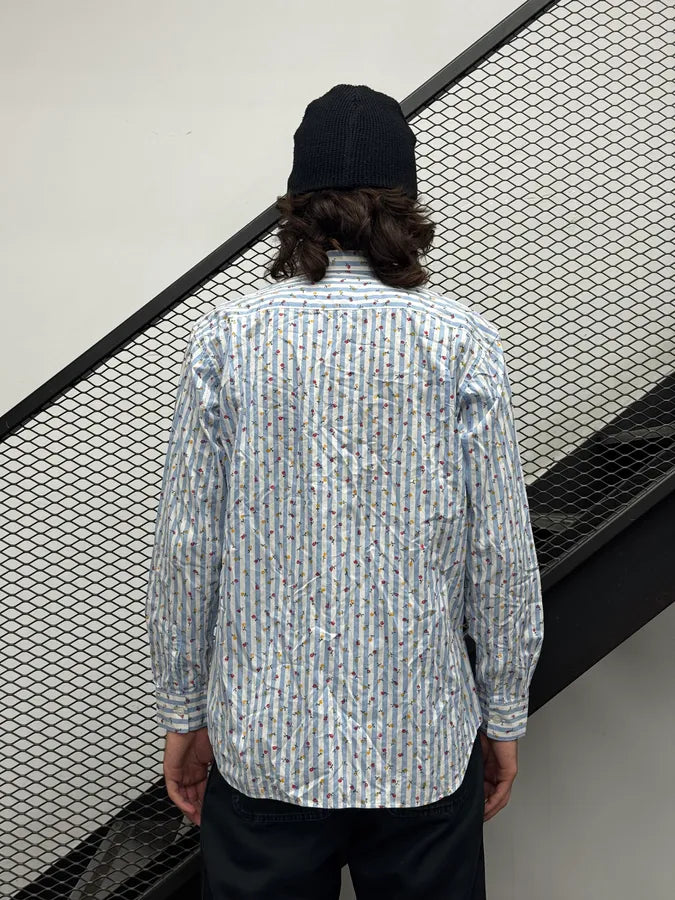 2000s Comme des Garçons SHIRT Light Blue Floral Striped Shirt mQOXlJt 1