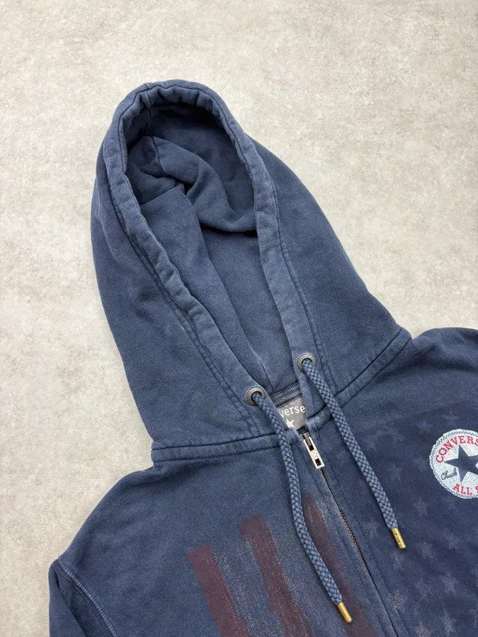 2000s Converse Navy Faded Logo Flag Hoodie ZENkZCM 4