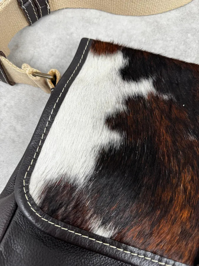 2000s Cow Pony Hair Leather Shoulder Bag DJPVJKE 7