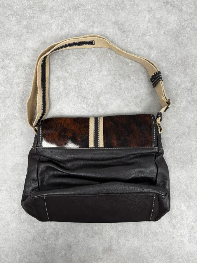 2000s Cow Pony Hair Leather Shoulder Bag DJPVJKE 3