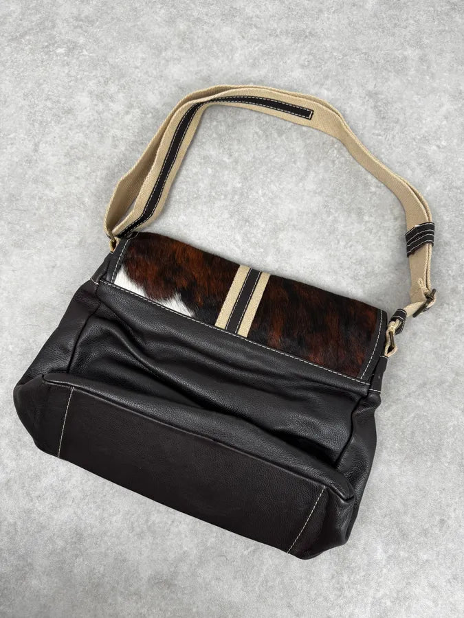 2000s Cow Pony Hair Leather Shoulder Bag DJPVJKE 5