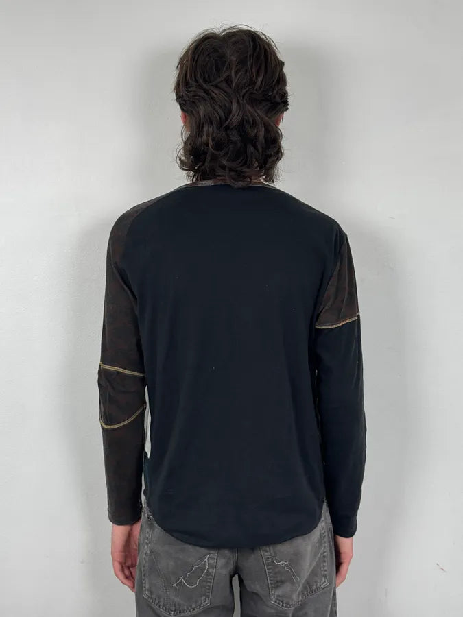 2000s Custo Barcelona Black Couple Bar Print Longsleeve T-Shirt tedgKgk 2