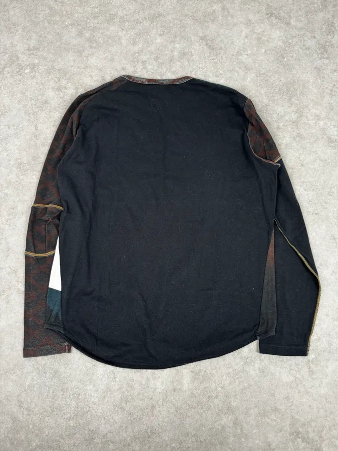 2000s Custo Barcelona Black Couple Bar Print Longsleeve T-Shirt tedgKgk 3
