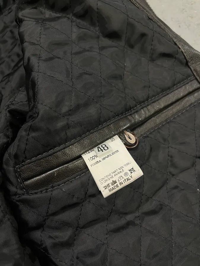 2000s Daniele Alessandrini Aged Brown Leather Jacket kSMkjMs 10