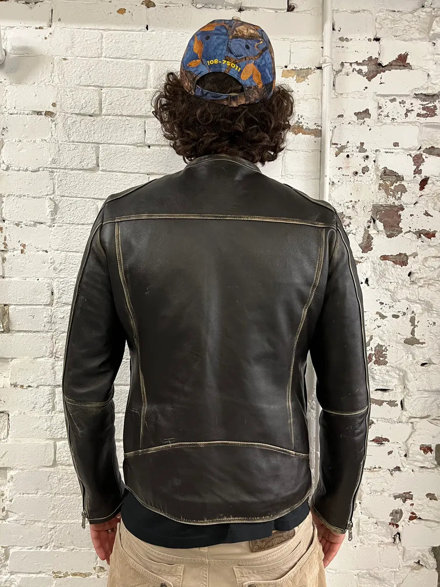 2000s Daniele Alessandrini Aged Brown Leather Jacket kSMkjMs 2