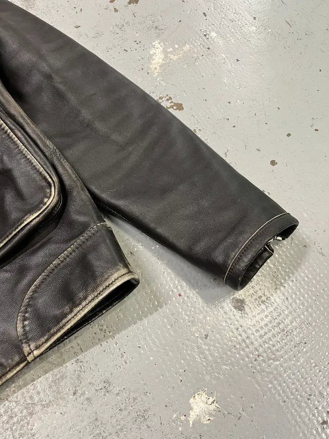 2000s Daniele Alessandrini Aged Brown Leather Jacket kSMkjMs 5