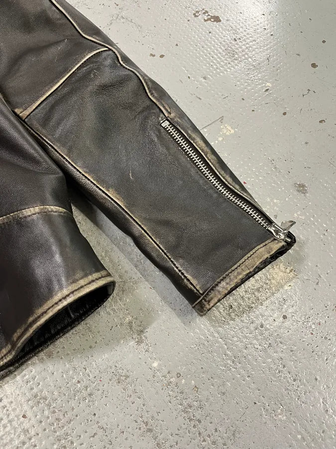 2000s Daniele Alessandrini Aged Brown Leather Jacket kSMkjMs 7