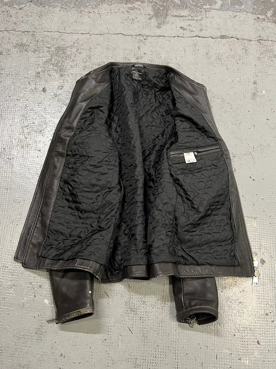 2000s Daniele Alessandrini Aged Brown Leather Jacket kSMkjMs 8