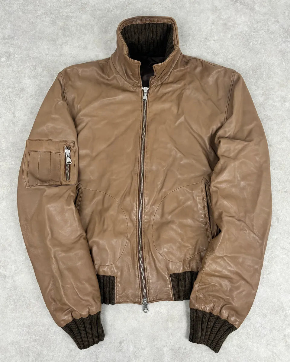 2000s Daniele Alessandrini Agent Beige Leather Jacket ahqdcpC 0