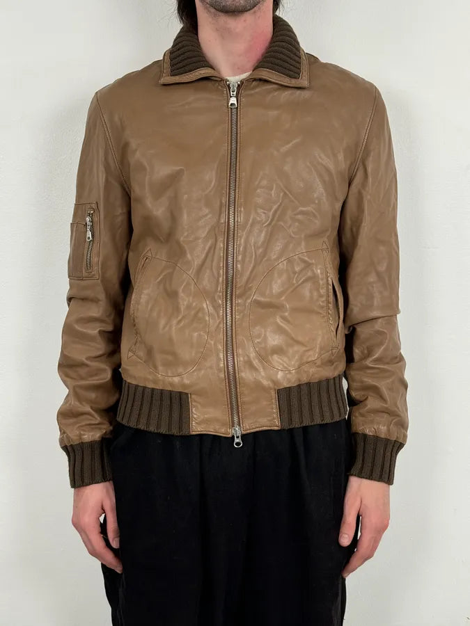 2000s Daniele Alessandrini Agent Beige Leather Jacket ahqdcpC 1