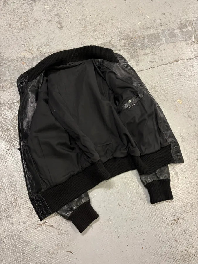 2000s Daniele Alessandrini Agent Buttoned Black Leather Jacket QHAuYqc 6