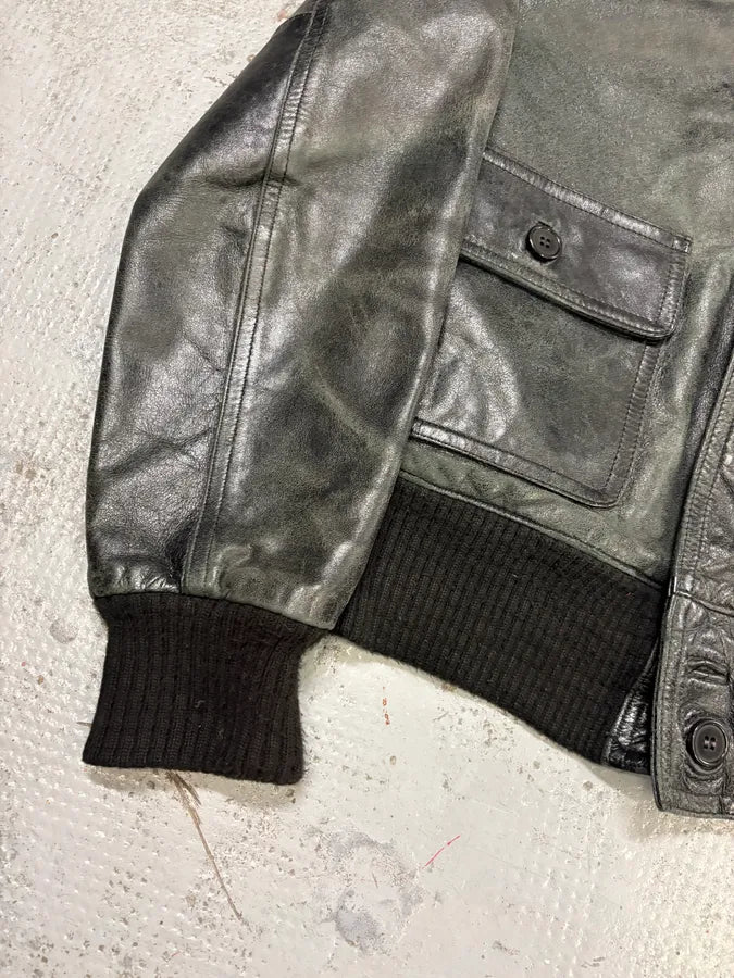 2000s Daniele Alessandrini Agent Buttoned Black Leather Jacket QHAuYqc 7