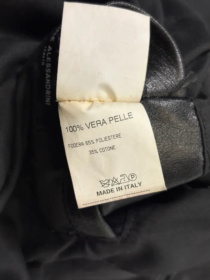 2000s Daniele Alessandrini Agent Buttoned Black Leather Jacket QHAuYqc 10