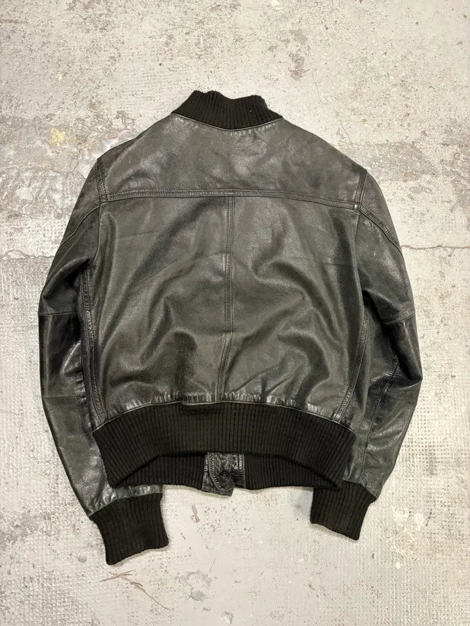 2000s Daniele Alessandrini Agent Buttoned Black Leather Jacket QHAuYqc 5
