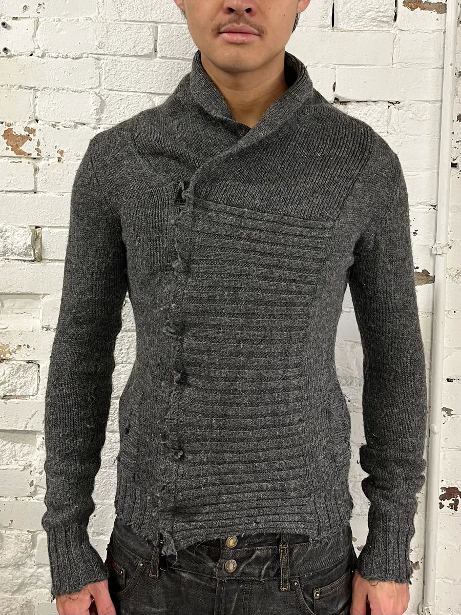 2000s Daniele Alessandrini Asymmetrical Grey Wool Sweater qyDIszQ 0