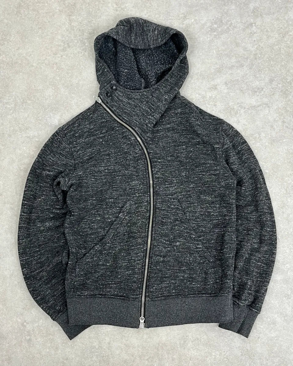 2000s Daniele Alessandrini Asymmetrical Zip-Up Grey Hoodie TokiXRE 0