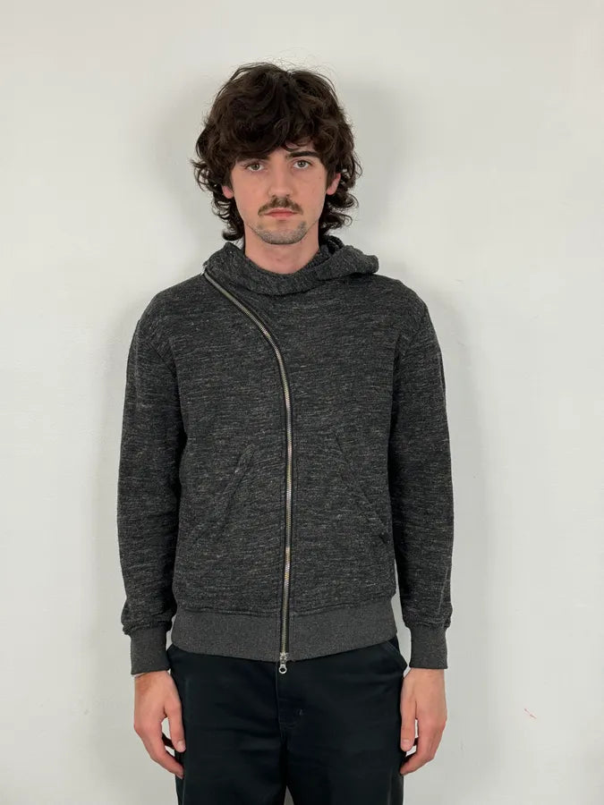 2000s Daniele Alessandrini Asymmetrical Zip-Up Grey Hoodie TokiXRE 1