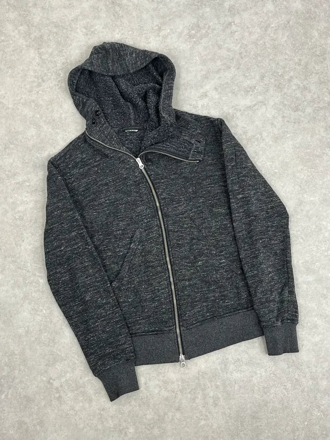 2000s Daniele Alessandrini Asymmetrical Zip-Up Grey Hoodie TokiXRE 3