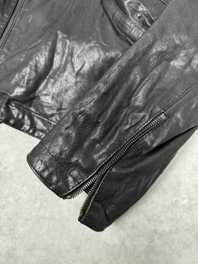 2000s Daniele Alessandrini Avant-Garde Black Leather Hooded Jacket DLIGSUI 10