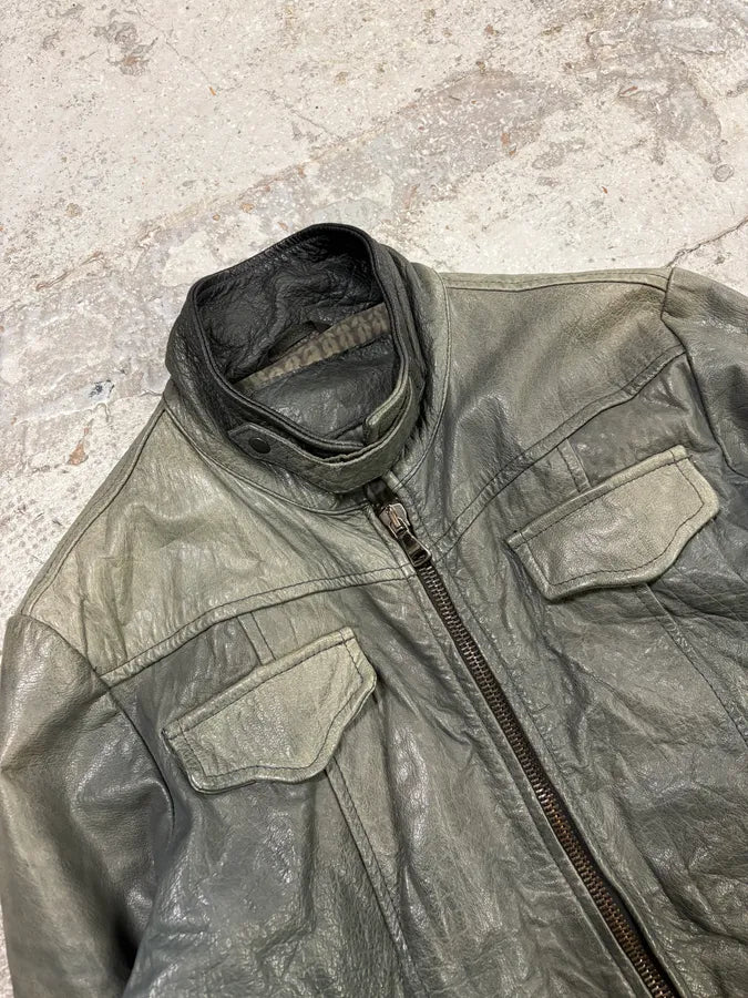 2000s Daniele Alessandrini Avant-Garde Trucker Grey Leather Jacket IbnrDEP 4